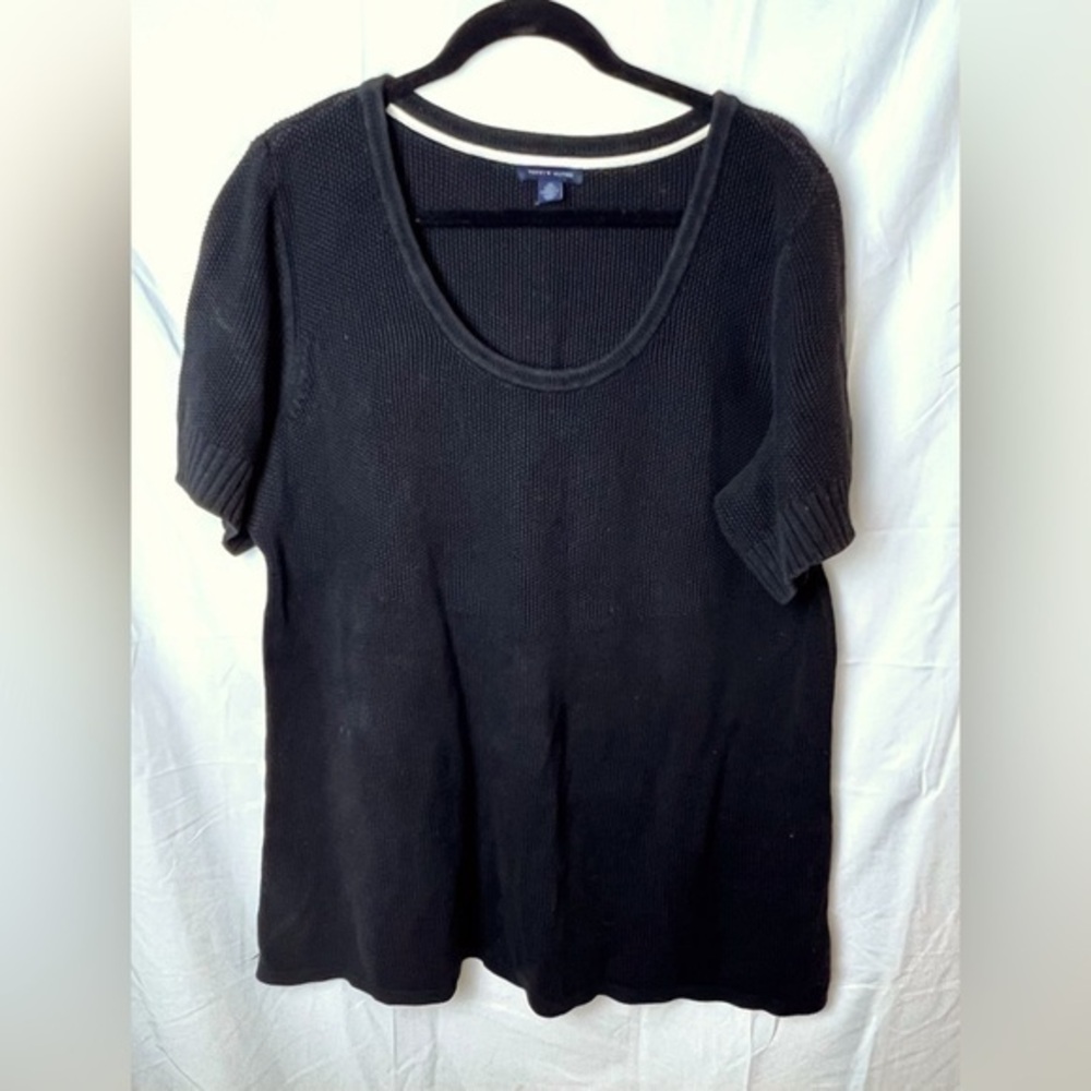 Tommy Hilfiger Short Sleeve Black Sweater 2X